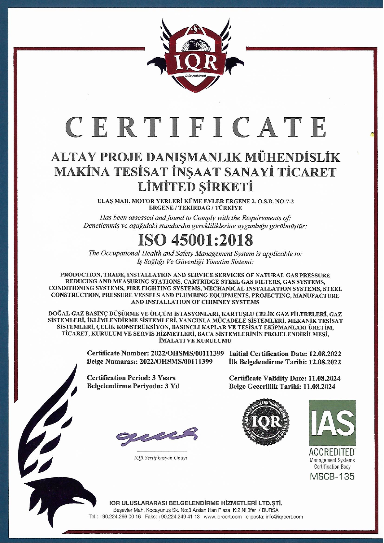 ISO 45001 İş Sağlığı ve Güvenliği